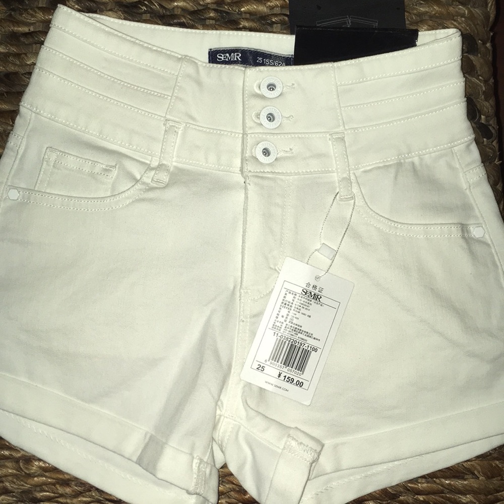 SEMIR Hi-Waisted shorts White Size 25 NWT